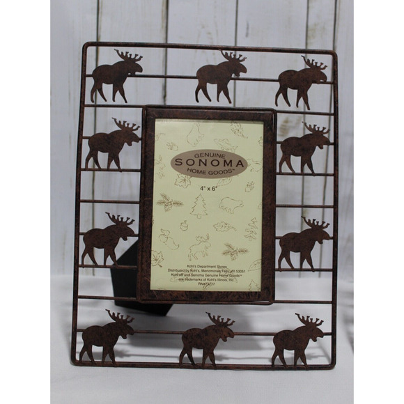 Sonoma Rustic Metal Picture Frames 4x6 Moose & Bears Brown Tabletop Cabin Lodge - Picture 2 of 6